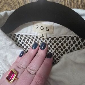 POL Cream Mesh Knit Top